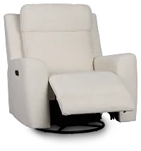Dean White Fabric Power Swivel Glider Recliner