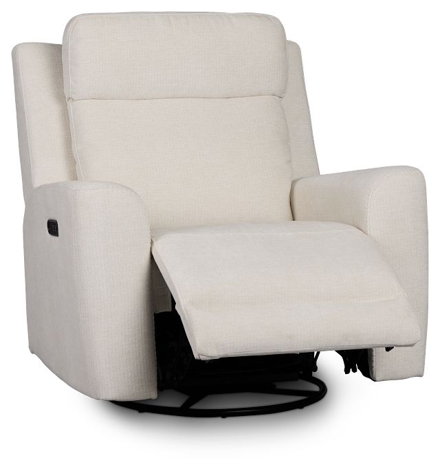 Dean White Fabric Power Swivel Glider Recliner
