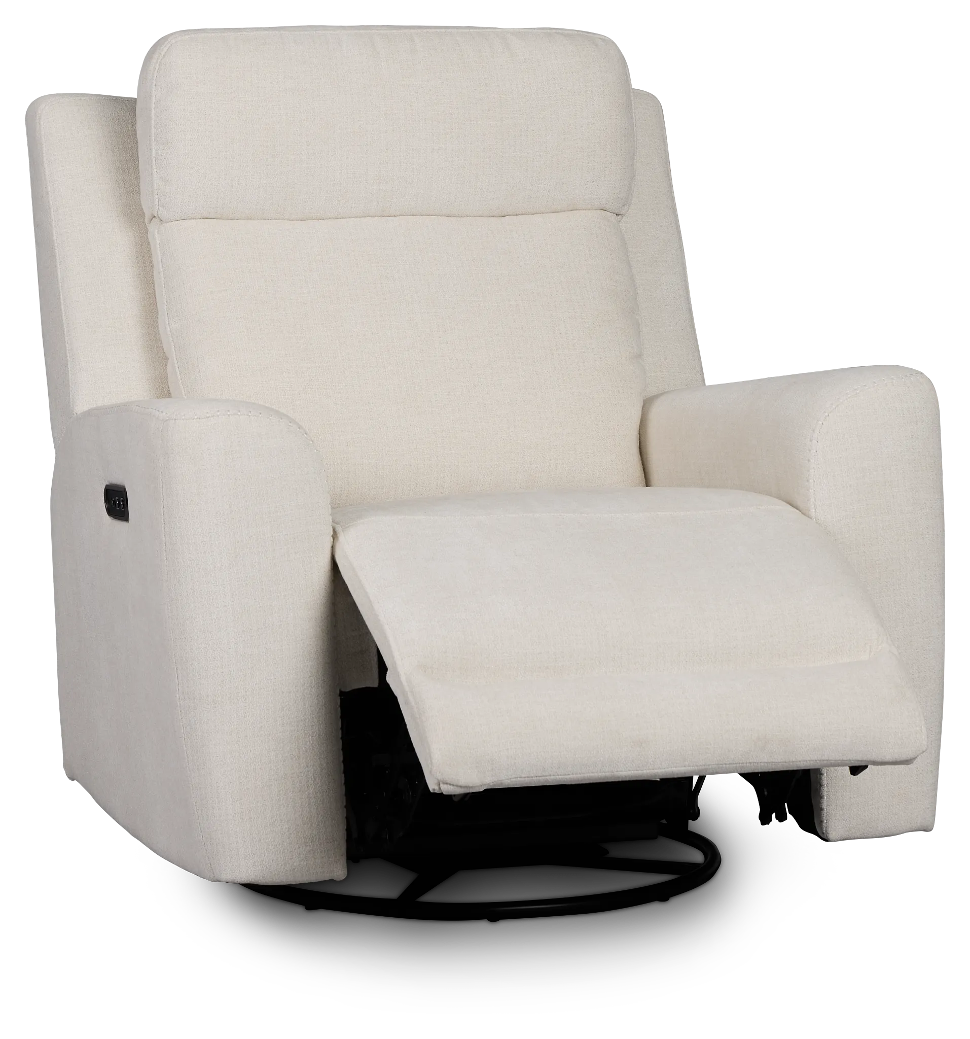 Dean White Fabric Power Swivel Glider Recliner
