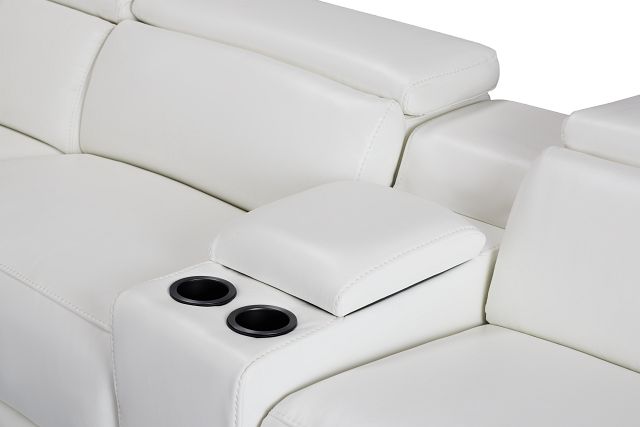 Lombardy White Micro Medium Dual Power 2-arm Reclining Sectional