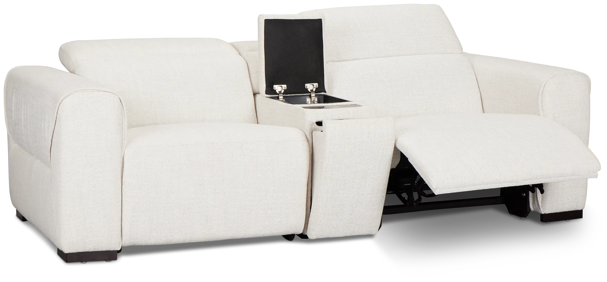 Ellis Light Beige Fabric Power Reclining Console Sofa