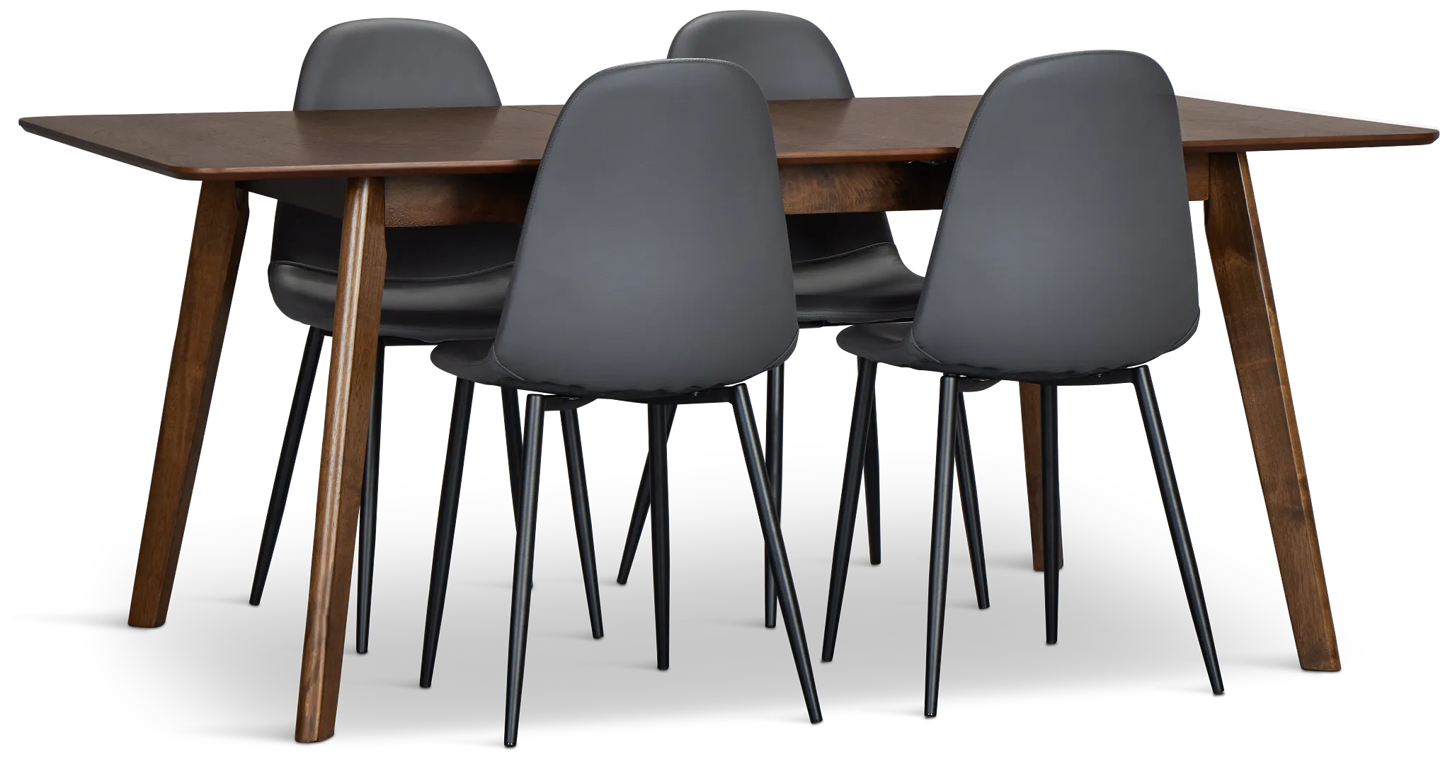 Palmdale Dark Tone Table & 4 Gray Upholstered Chairs