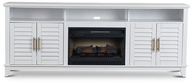 Cape May White 84" Tv Stand With Fireplace Insert (1)