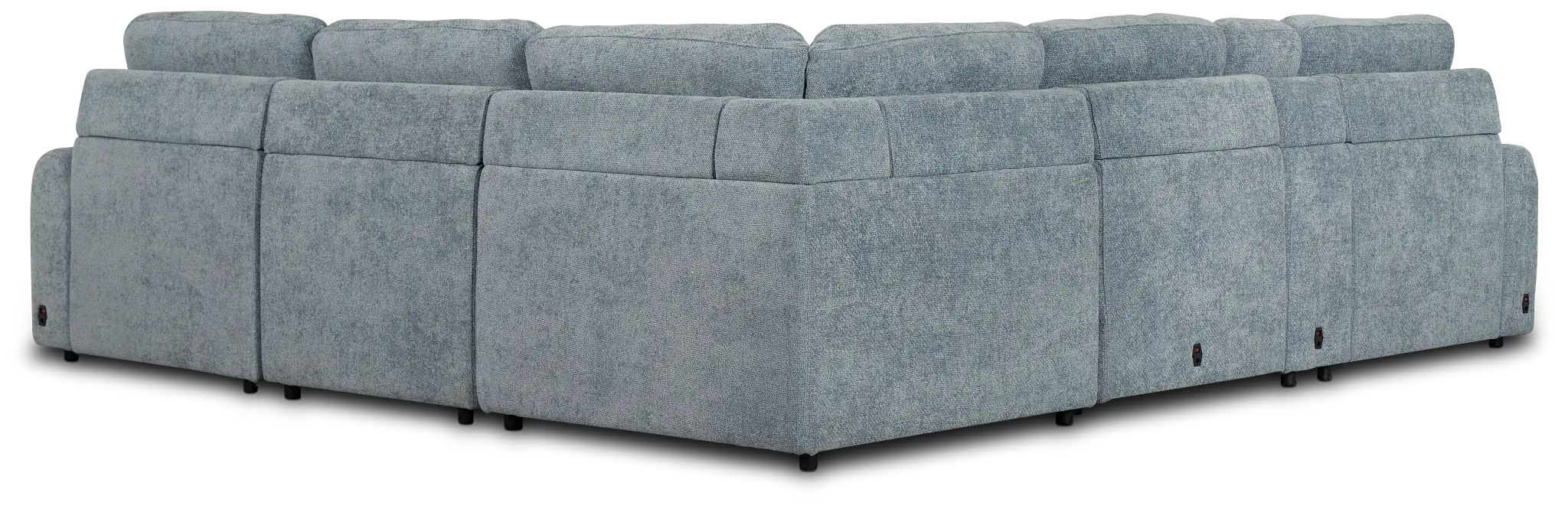 Hendrix Light Blue Fabric Small Dual Power Right Extension Chaise Sectional Hendrix Light Blue Fabric Small Dual Power Right Extension Chaise Sectional