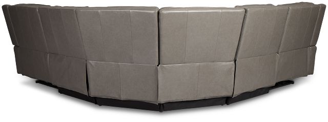 Jasper Gray Leather Small Two-arm Power Reclining Sectional