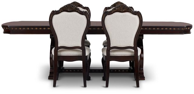 Vigo Dark Tone Rect Table & 4 Upholstered Chairs