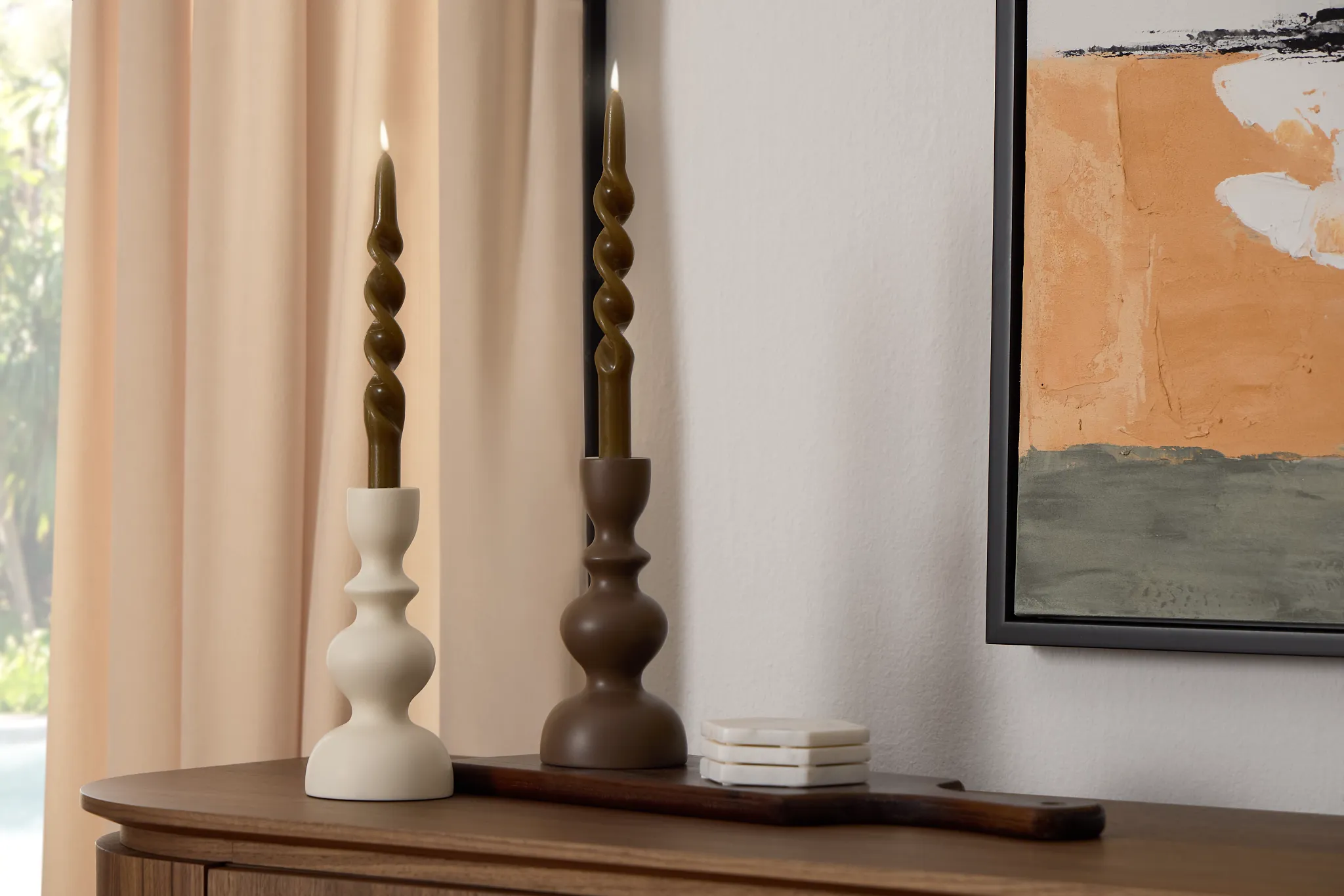 Ula Beige Candle Holder
