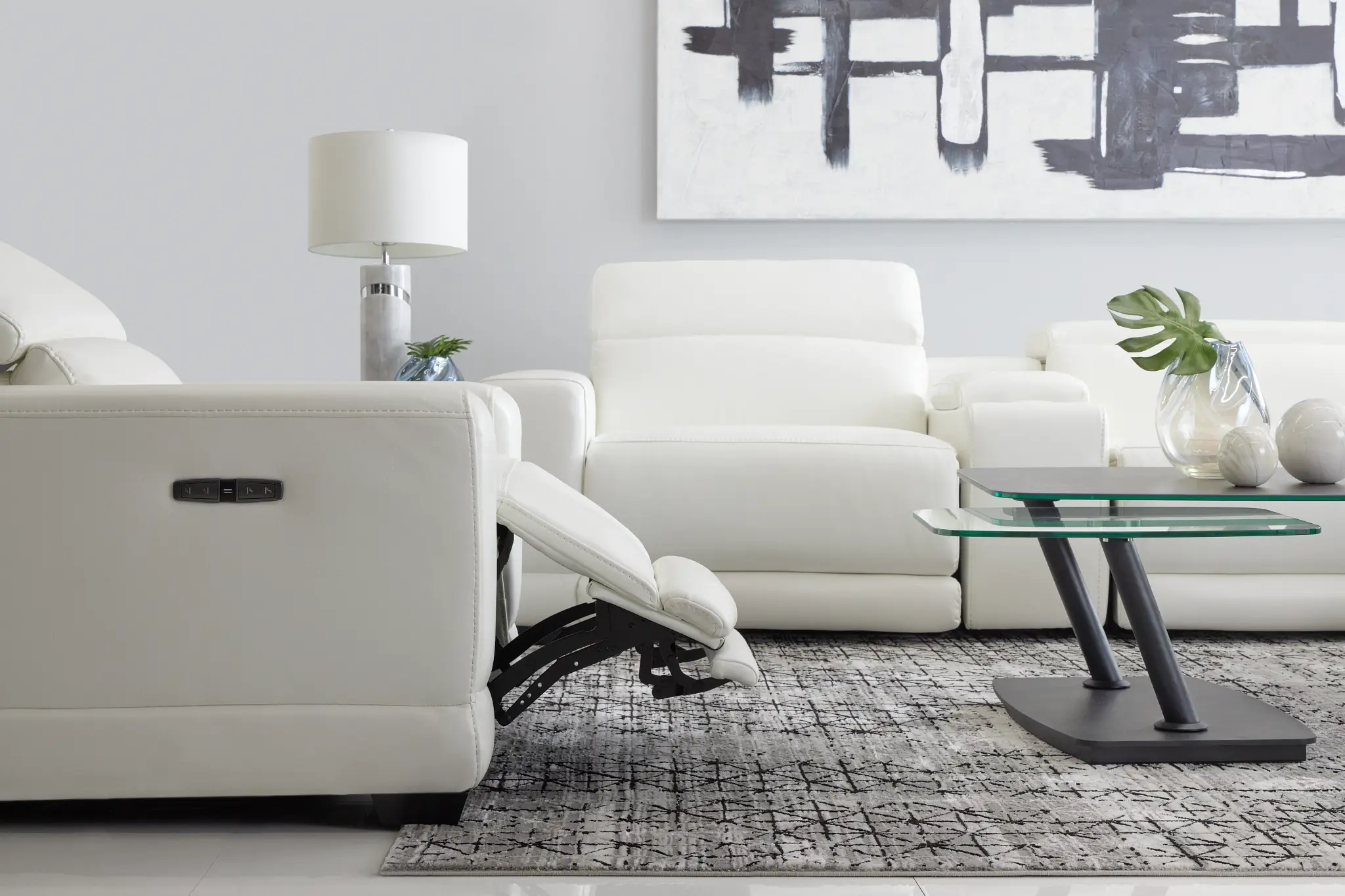 Lombardy White Micro Power Recliner Lombardy White Micro Power Recliner