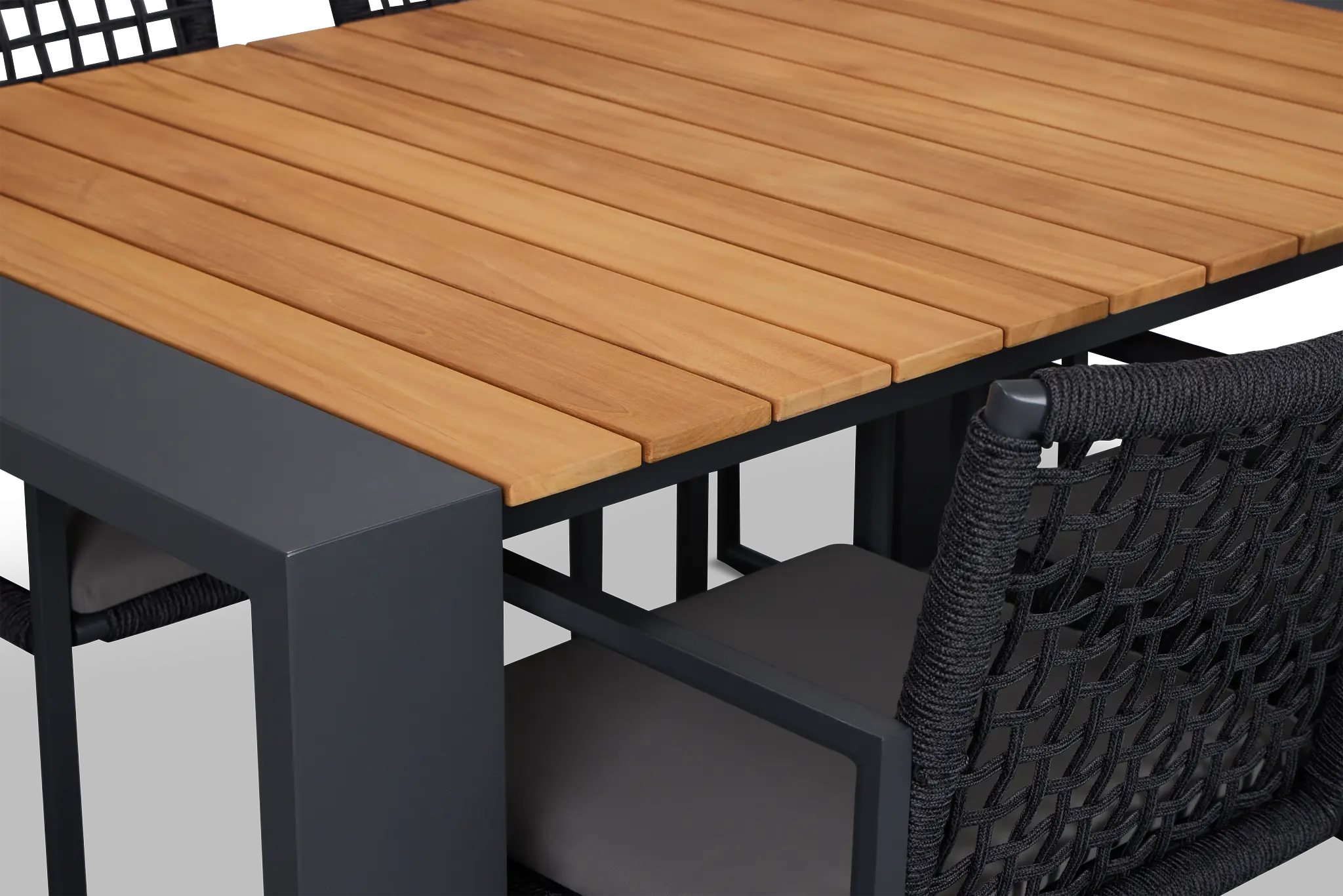 Sunrise Teak 65" Rectangular Table & 4 Aluminum Arm Chairs Sunrise Teak 65" Rectangular Table & 4 Aluminum Arm Chairs