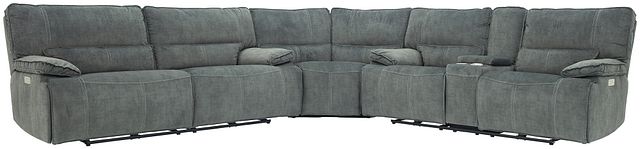 Jesse Dark Gray Micro Two-arm Power Reclining Sectional