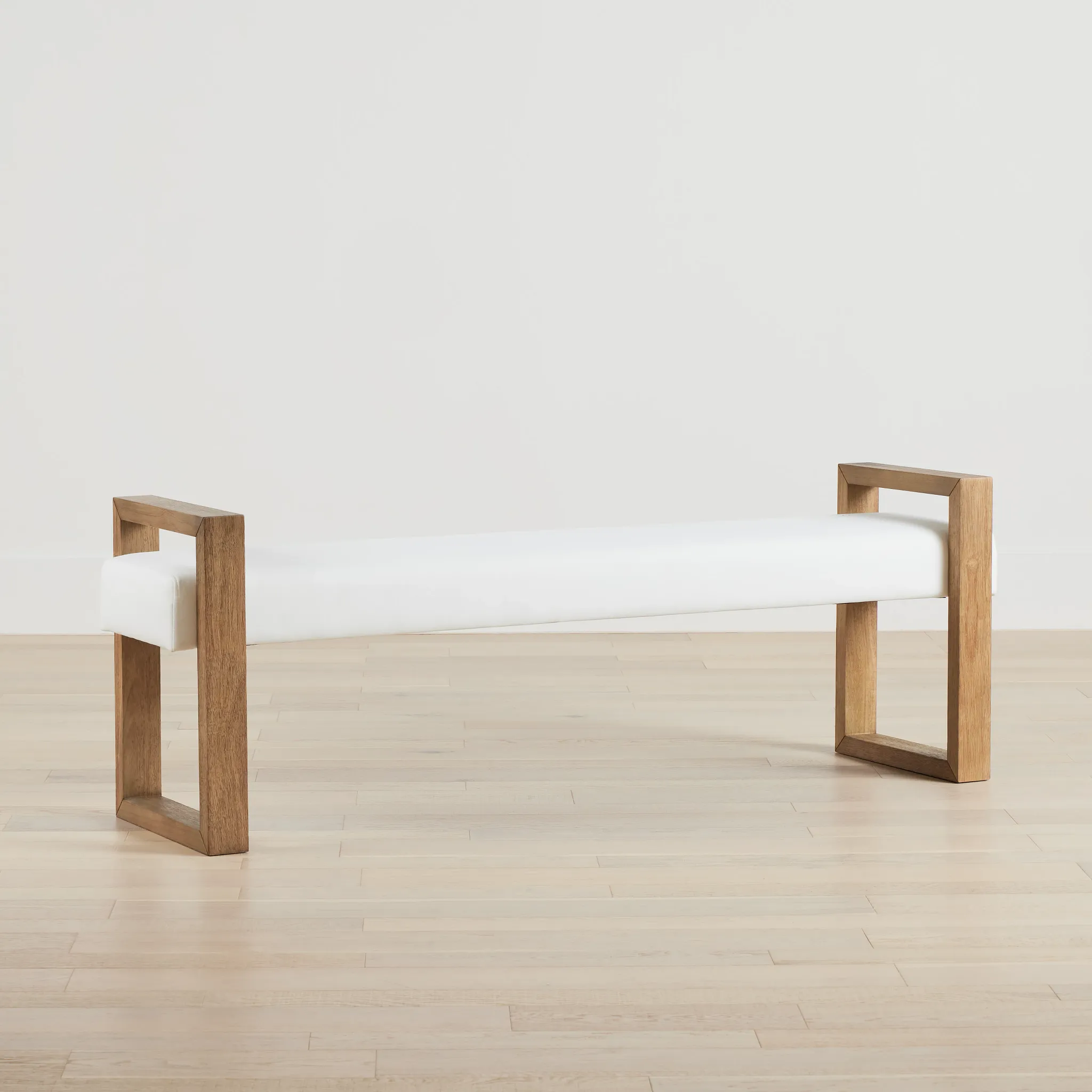 Haven White Upholstered Dining Bench