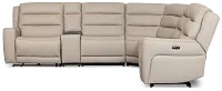 Wilder Taupe Leather Large Dual Power Sectional W/refrigerated Console
