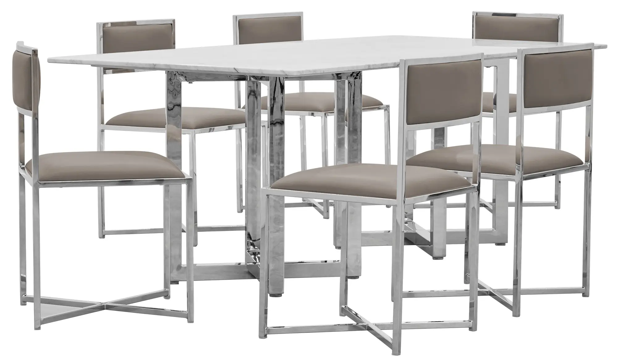 Amalfi Taupe Marble Rectangular Table & 4 Metal Chairs Amalfi Taupe Marble Rectangular Table & 4 Metal Chairs