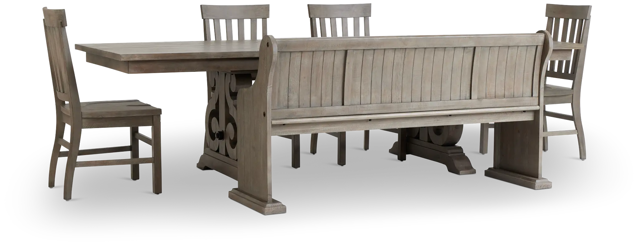 Sonoma Light Tone Trestle Table, 4 Chairs & Bench Sonoma Light Tone Trestle Table, 4 Chairs & Bench
