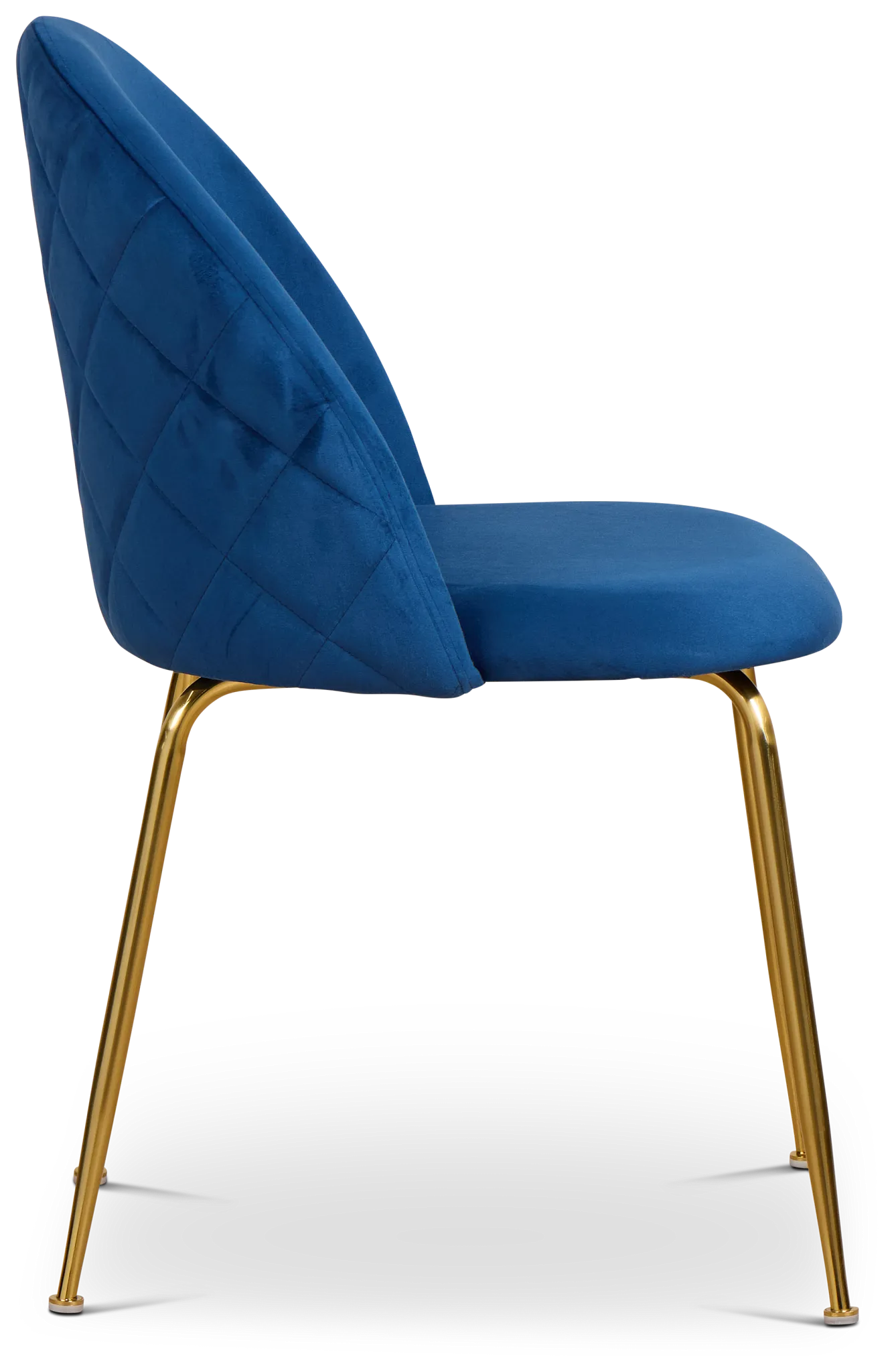 Capri Dark Blue Velvet Upholstered Side Chair W/ Gold Legs