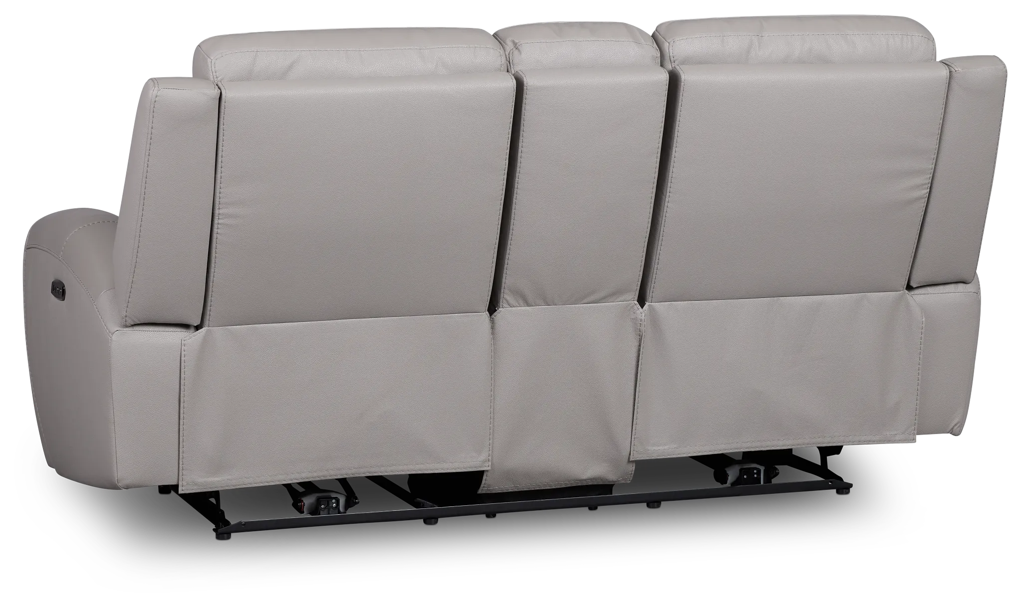 Walker Light Gray Lthr/vinyl Power Reclining Console Loveseat W/ Power Headrest