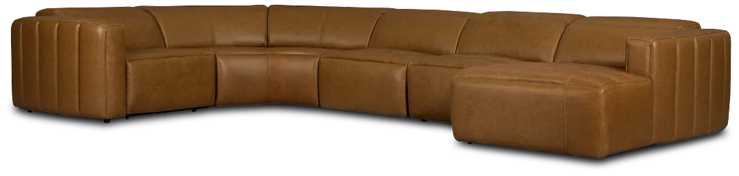 Jace Medium Brown Lthr/vinyl Small Dual Power Right Chaise Sectional