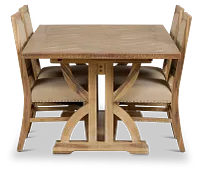 Joplin Light Tone Extension Rectangular Table & 4 Upholstered Chairs