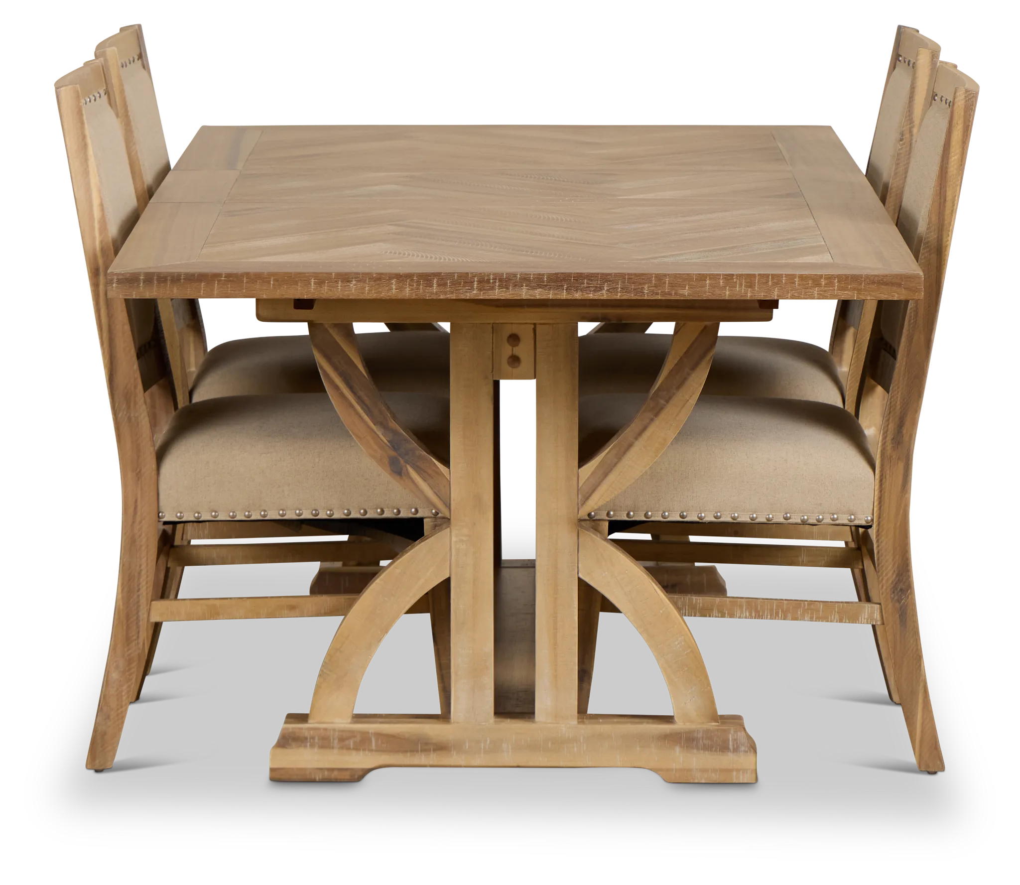 Joplin Light Tone Extension Rectangular Table & 4 Upholstered Chairs