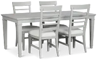 Cape Cod Gray Rect Table & 4 Upholstered Chairs