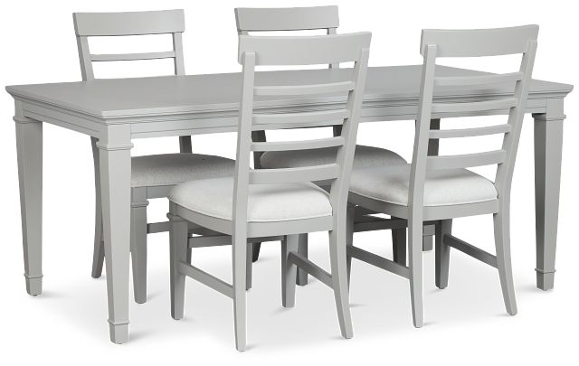 Cape Cod Gray Rect Table & 4 Upholstered Chairs