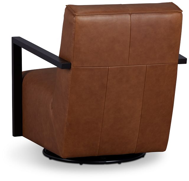 Lucas Dark Brown Leather Swivel Rocker Glider