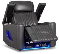 Nova Dark Gray Lthr/vinyl Power Recliner W/ Massage