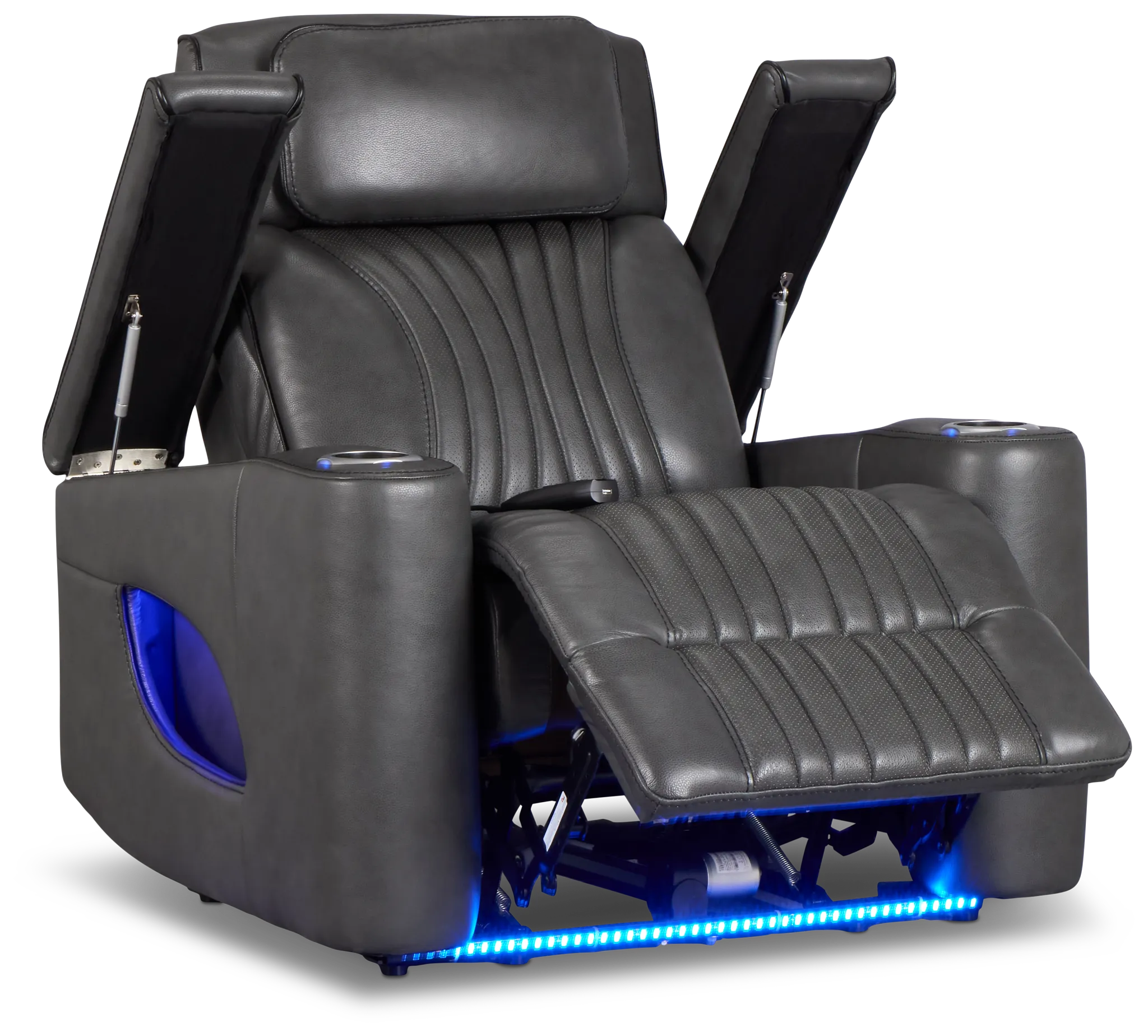 Nova Dark Gray Lthr/vinyl Power Recliner W/ Massage