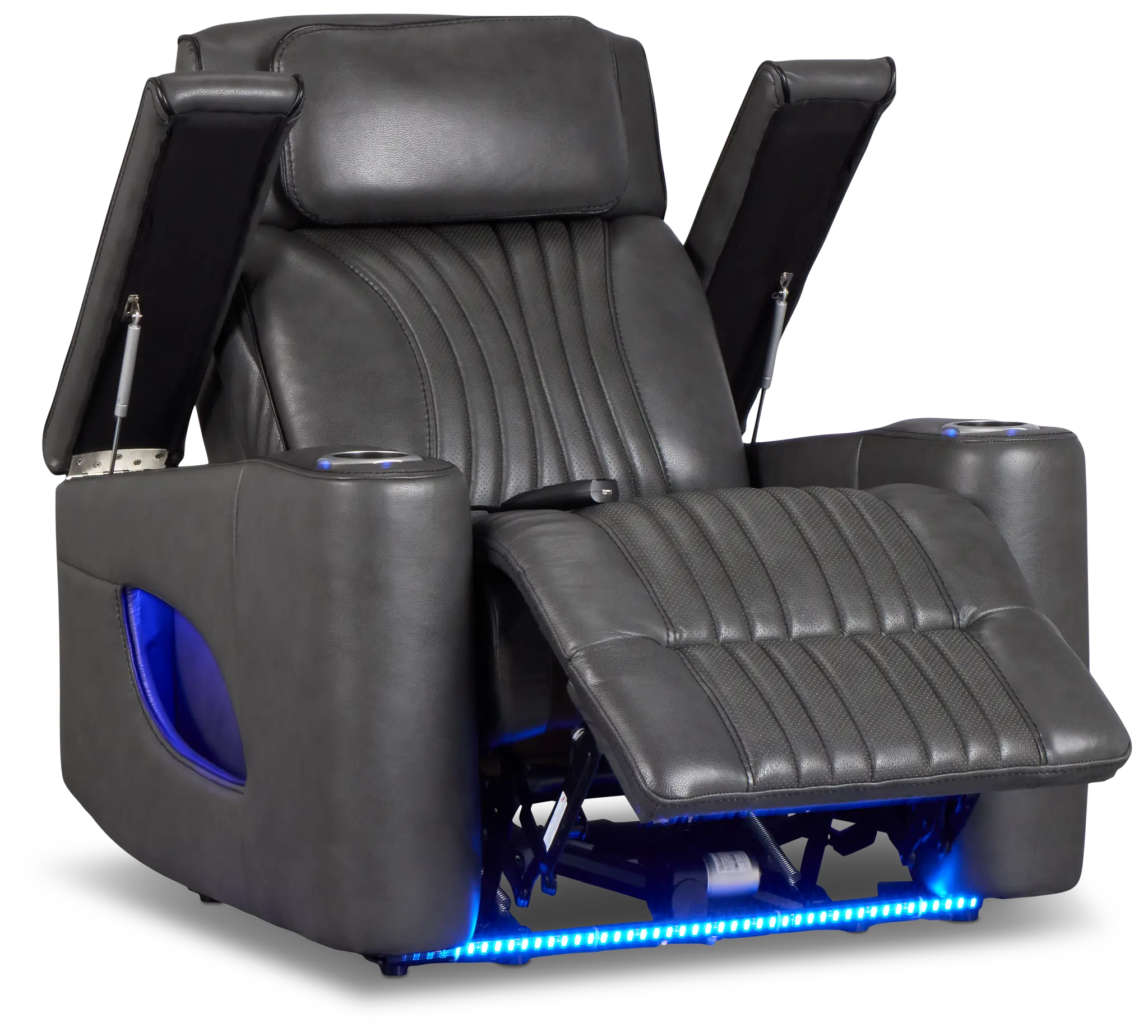 Nova Dark Gray Lthr/vinyl Power Recliner W/ Massage Nova Dark Gray Lthr/vinyl Power Recliner W/ Massage