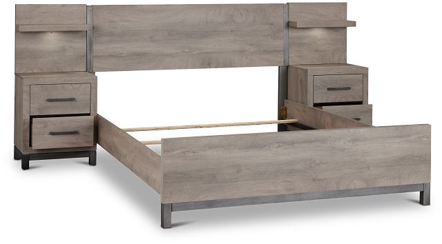 Evanston Gray Spread Bed W/ Two Nightstands