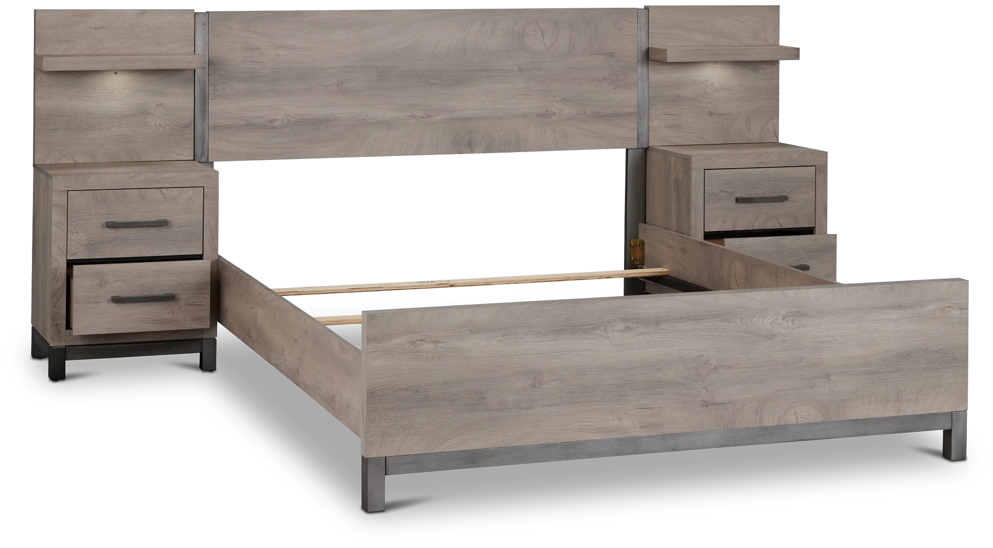 Evanston Gray Spread Bed W/ Two Nightstands
