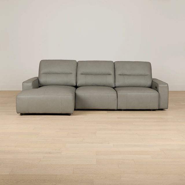 Rudy Gray Lthr/vinyl Left Power Extension Chaise Sectional