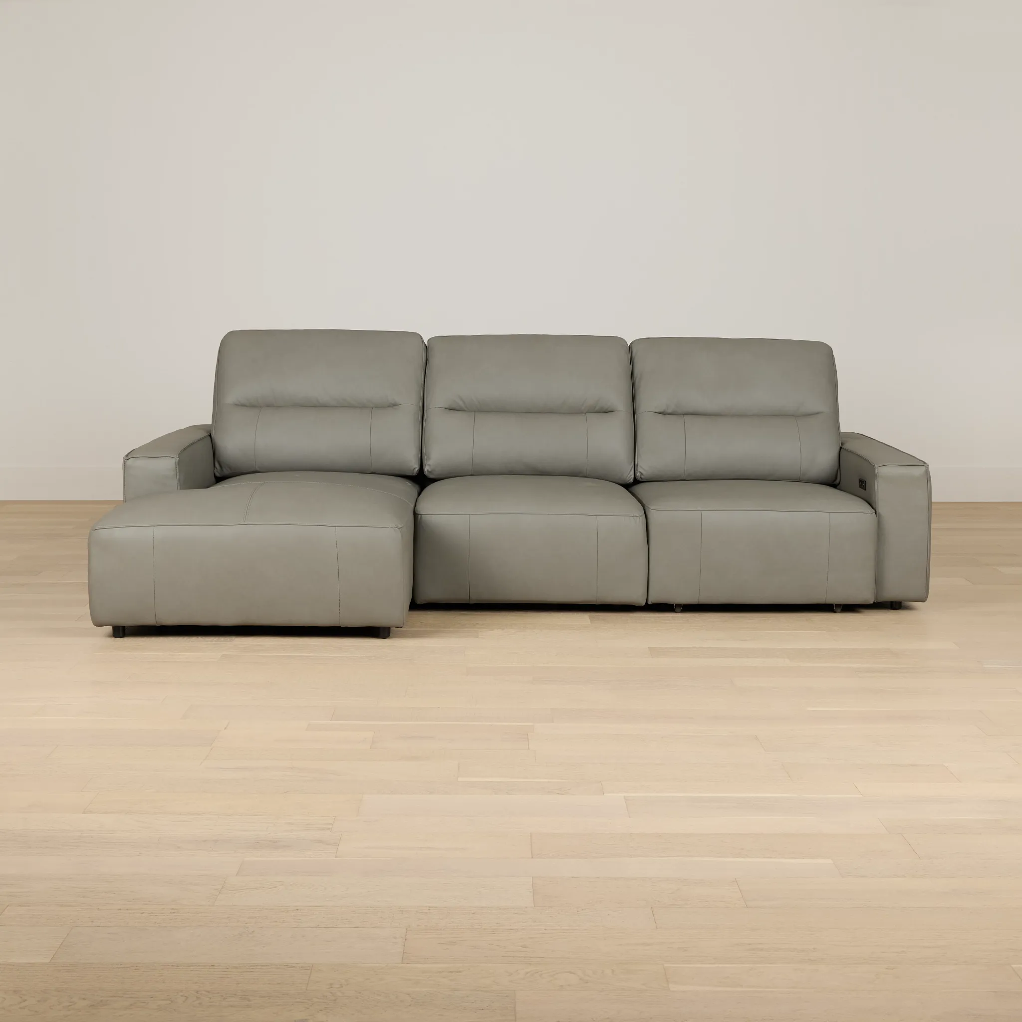 Rudy Gray Lthr/vinyl Left Power Extension Chaise Sectional