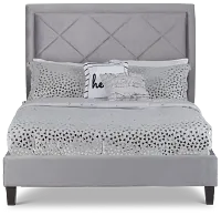 Collin Dark Gray Velvet Platform Bed