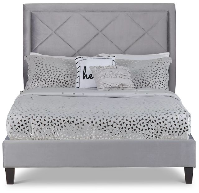 Collin Dark Gray Velvet Platform Bed