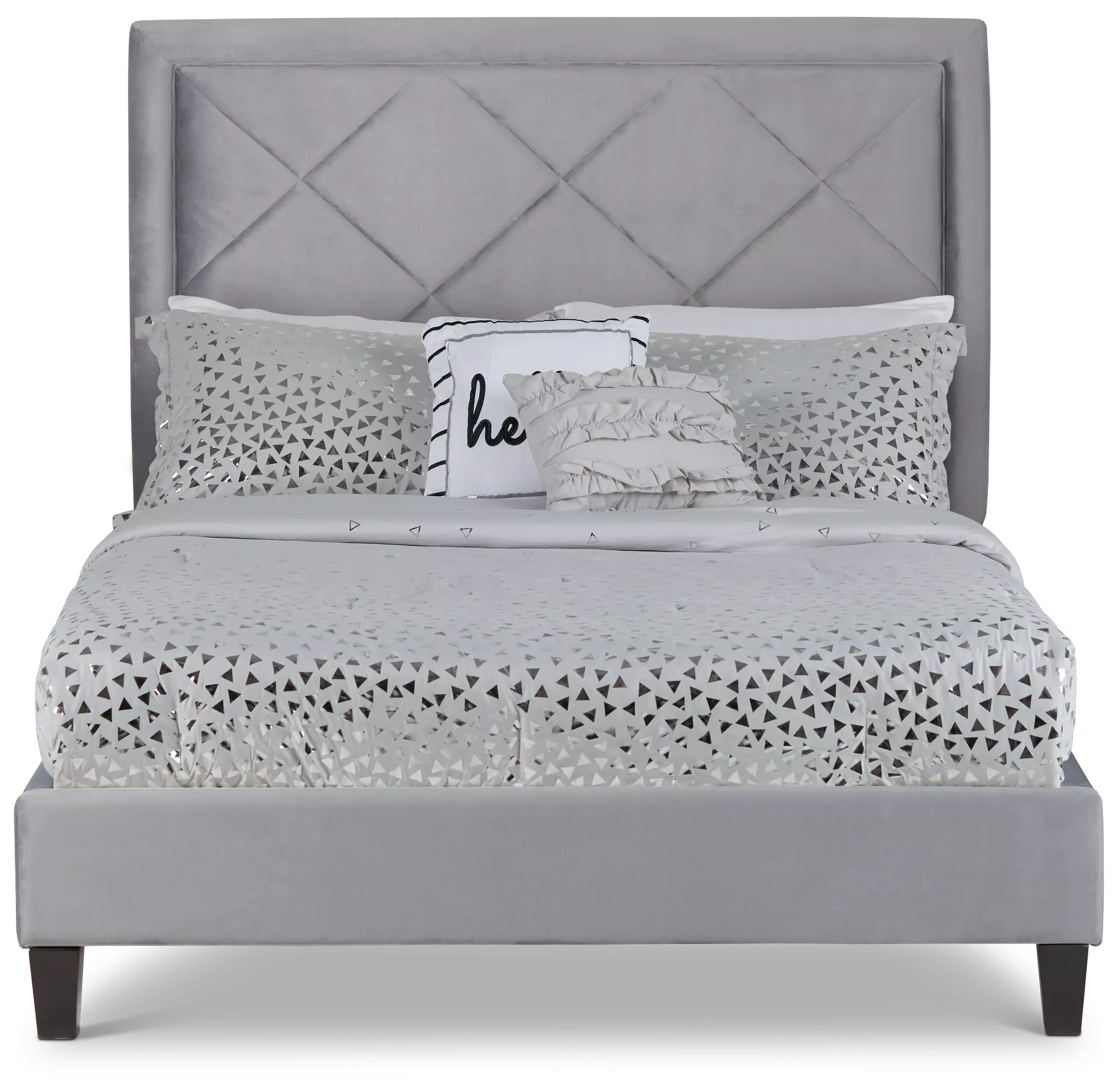 Collin Dark Gray Velvet Platform Bed