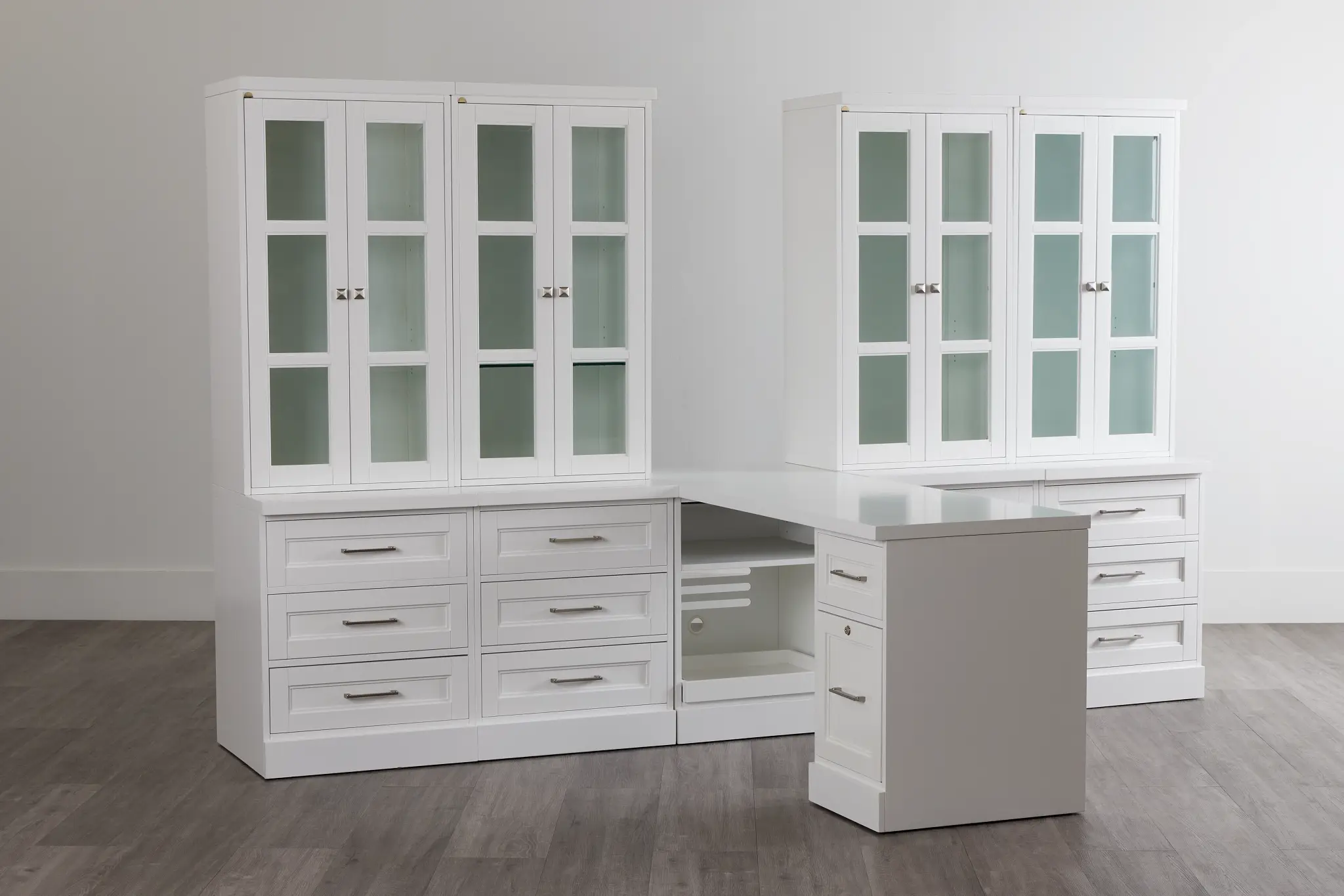 Newport White Large Peninsula Drawer Wall Desk Newport White Large Peninsula Drawer Wall Desk