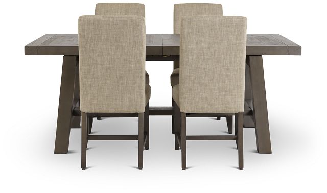 Taryn Gray Rect Table & 4 Upholstered Chairs