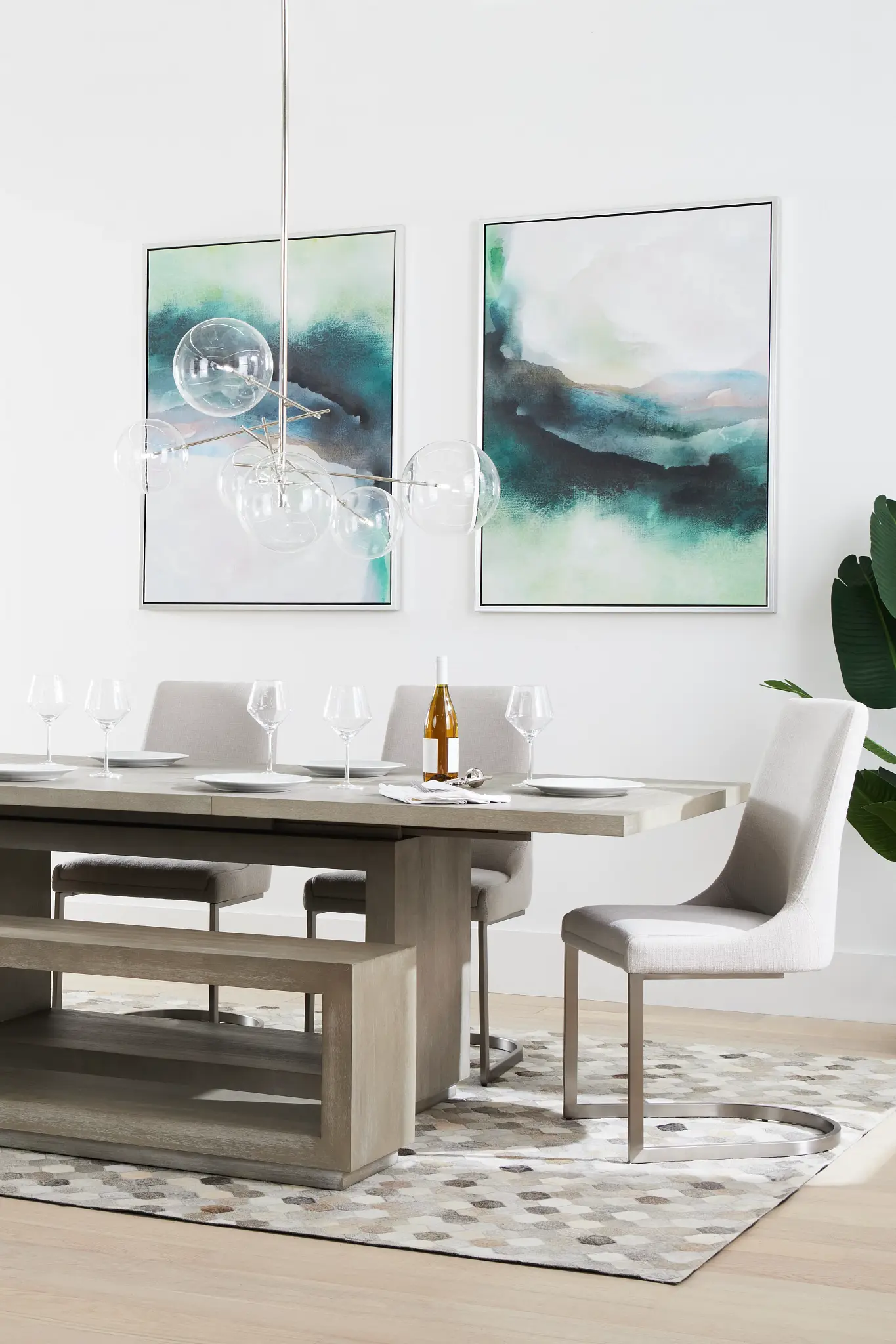 Madden Light Tone Rect Table, 4 Chairs & Bench Madden Light Tone Rect Table, 4 Chairs & Bench