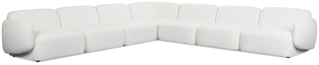 Halsey White Fabric Large Two-arm Sectional