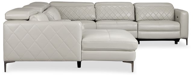 Ava Light Gray Micro Small Dual Power Left Chaise Sectional