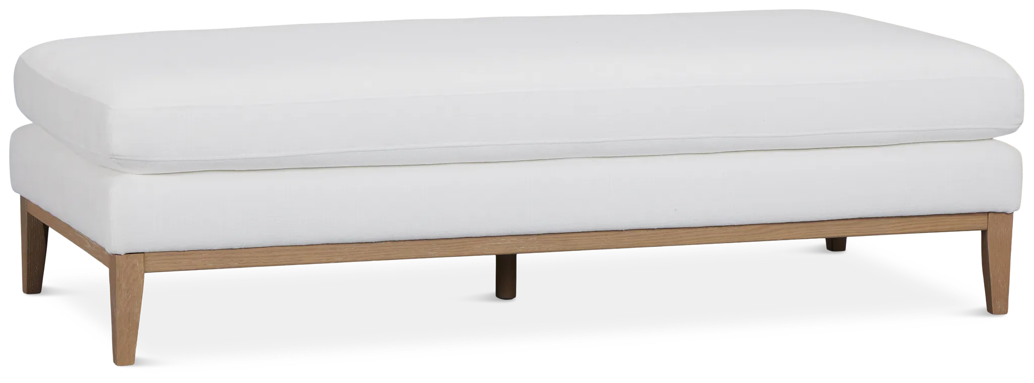 Corinne White Fabric Ottoman