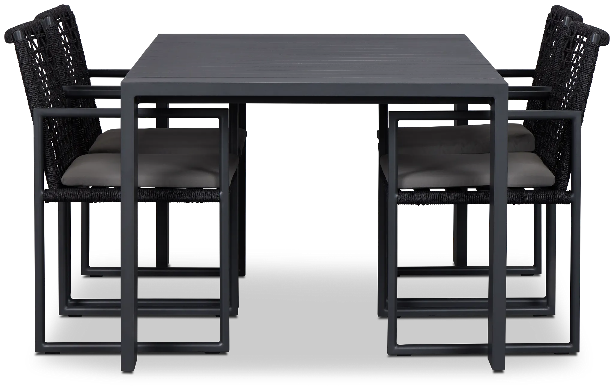 Sunrise Dark Gray 65" Rectangular Table & 4 Aluminum Arm Chairs