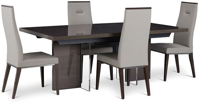 Athena Light Gray Table & 4 Upholstered Chairs (3)
