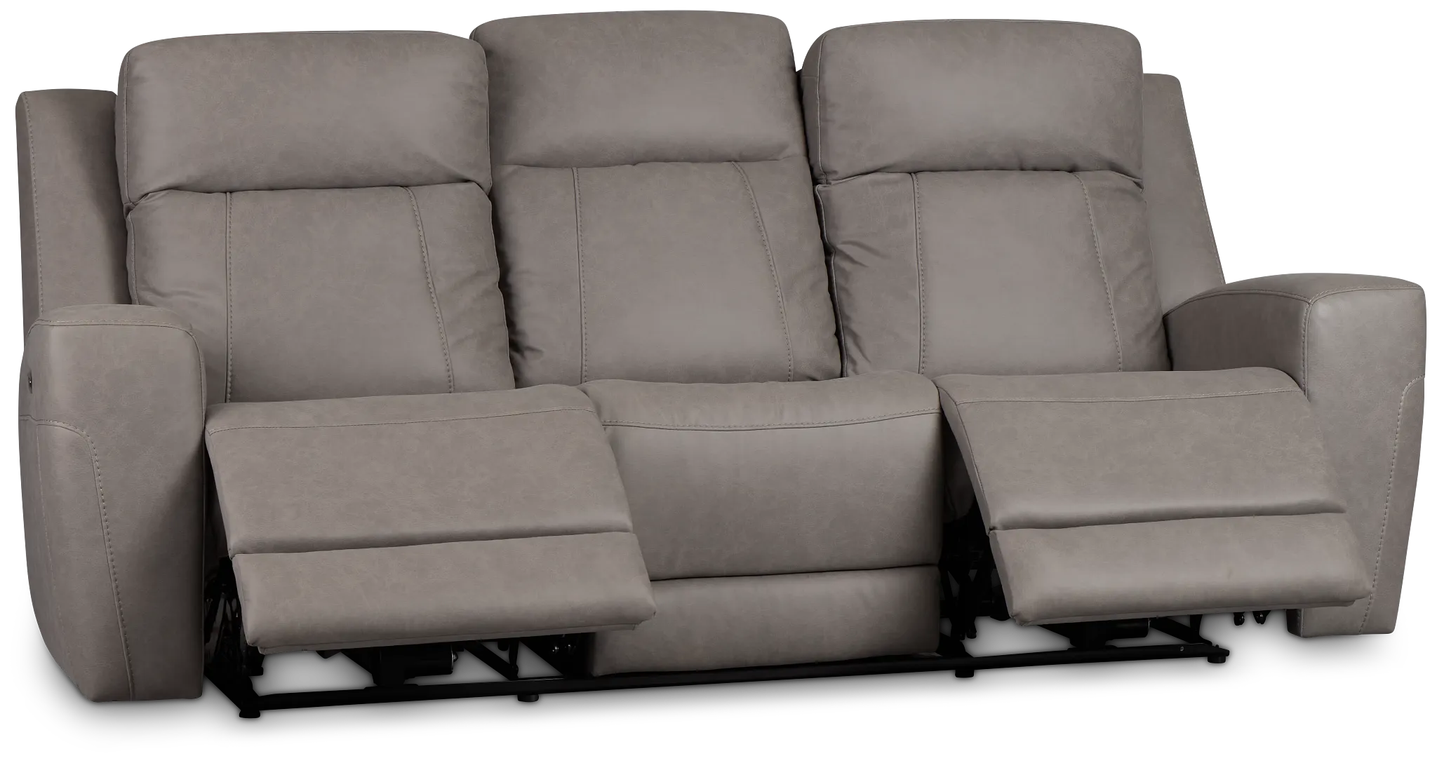 Colton Light Gray Micro Power Reclining Sofa W/ Power Headrest