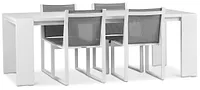 Linear White 87" Aluminum Table & 4 Sling Side Chairs
