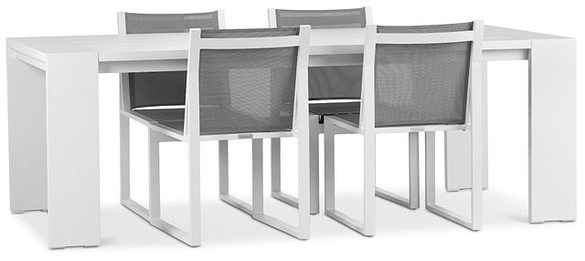 Linear White 87" Aluminum Table & 4 Sling Side Chairs