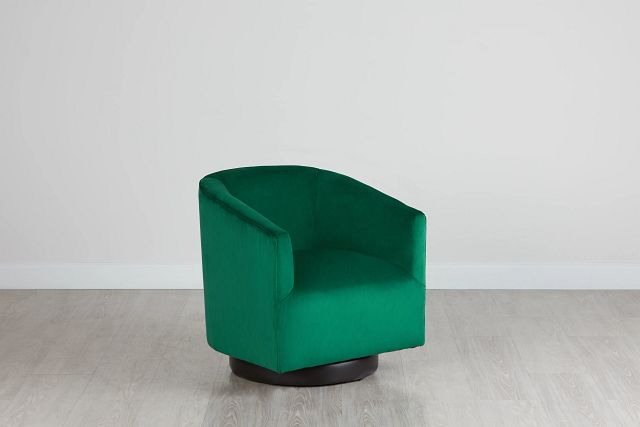 Charlotte Dark Green Velvet Swivel Accent Chair