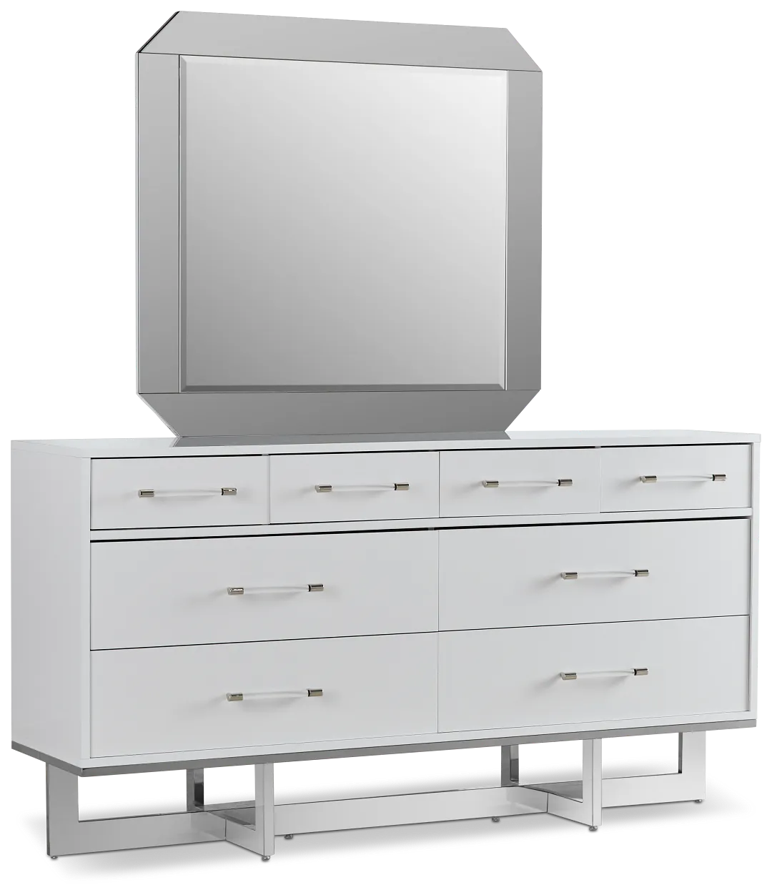 Cortina White Dresser & Mirror