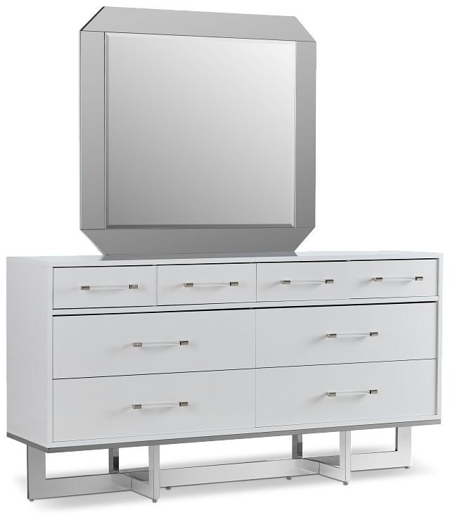 Cortina White Dresser & Mirror